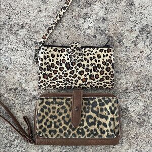 Maurices Leopard Print Clutch and Wristlet Set